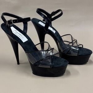 Super Sexy Krystel’s Black and Transparent Strappy Stiletto Heels